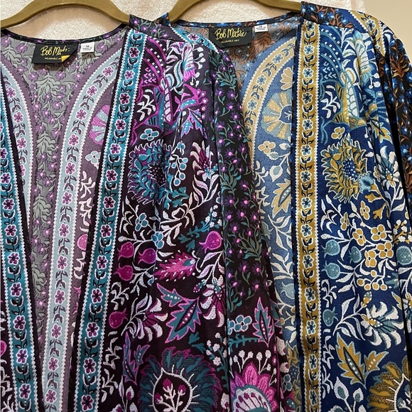 Bob Mackie Festival Print Silky Kimono Set - Picture 3 of 6
